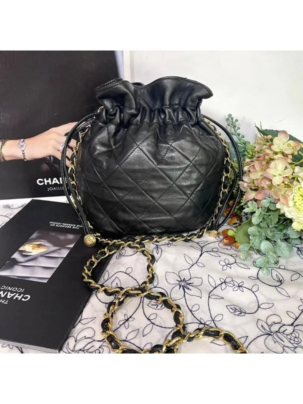 Chanel Quilted Drawstring Vintage Shoulder Bag